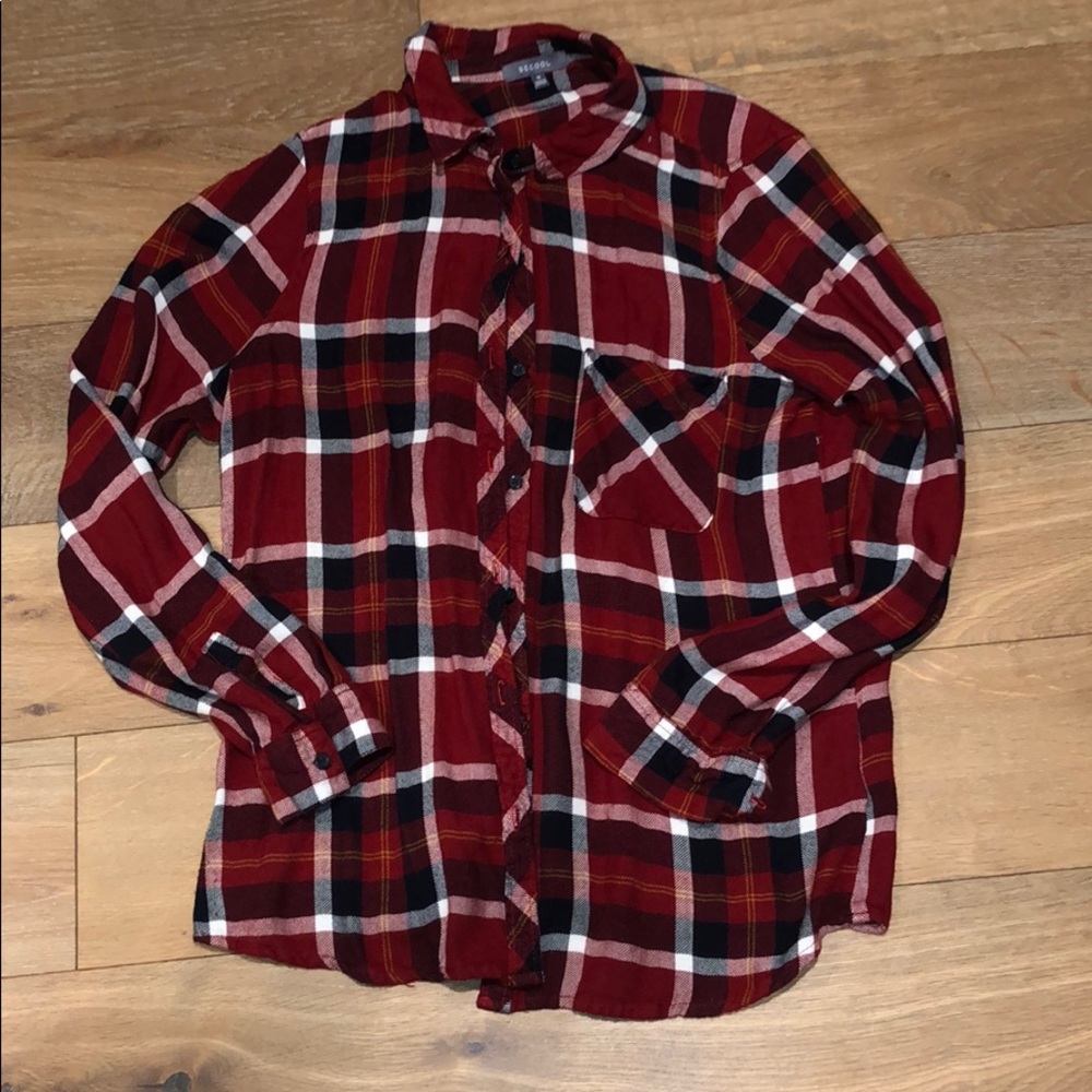 Burgundy plaid long sleeve